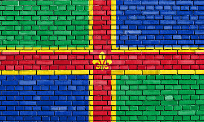 Lincolnshire Flag on Brick Wall
