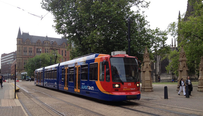 Tram in Sheffield City Centre