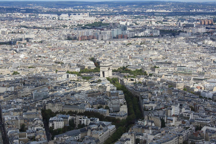 Central Paris and the Arc de Triomphe